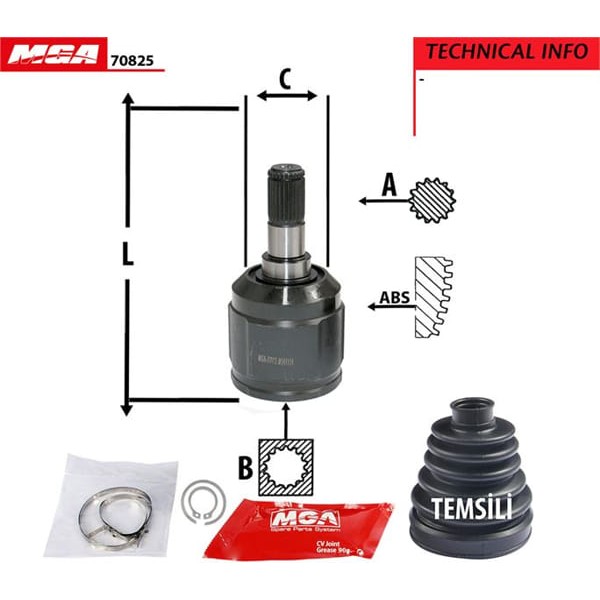 MGA 70825 Aks Kafası Iç Elantra 90- 25×23×35