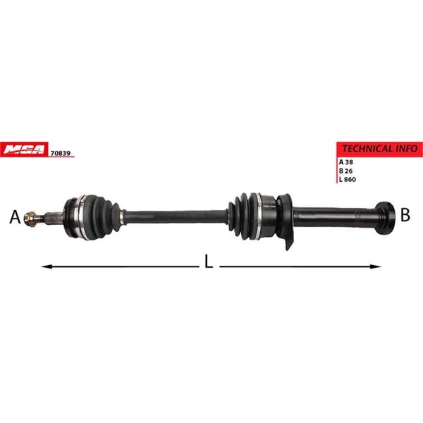 MGA 70839 Aks Sağ Transporter T6 10- Transporter T5 03- Transporter T7 2.0 TDI 102 Ps