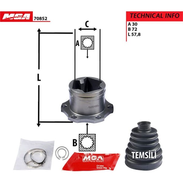 MGA 70852 Aks Kafası Iç Otomatik Golf IV Bora Polo / Cordoba Toledo Ibiza / Fabia Octavia 1.6 1.4 TD 