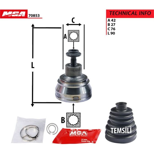 MGA 70853 Aks Kafası Dış Sağ Sol A4 08-15 2.0 TDI 1.8 