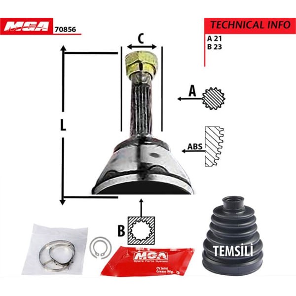 MGA 70856 Aks Kafası Dış Logan 07- 1.4İ 1.6İ 