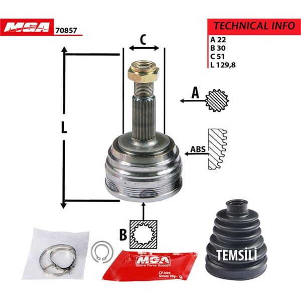 MGA 70857 Aks Kafası Dış Polo Classıc Caddy 1.6 1.9 Aft 1Y 