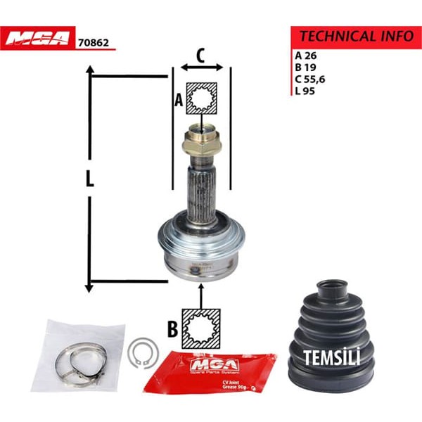 MGA 70862 Aks Kafası Dış Yaris 06-11 Benzinli 19 Dıs 