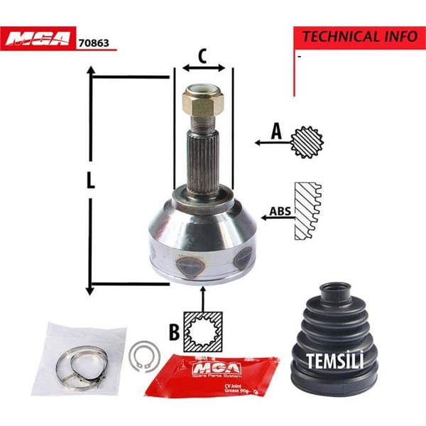 MGA 70863 Aks Kafası Dış Trafic II 06- / Vivaro 06- 2.0