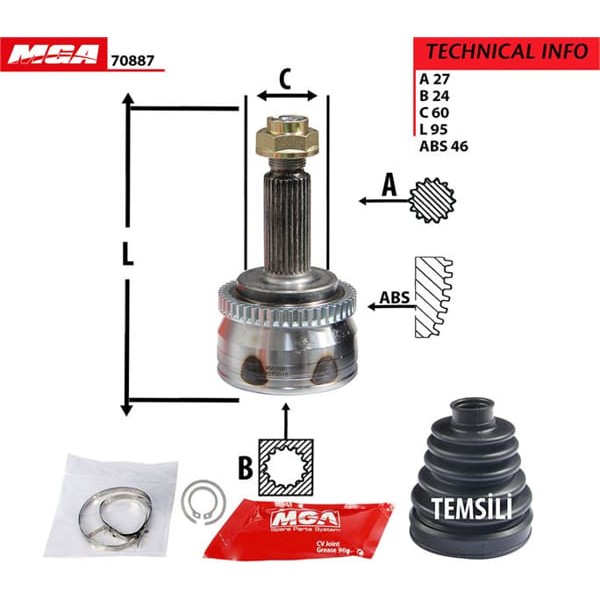 MGA 70887 Aks Kafası Dış Absli Elantra 12-14 At 