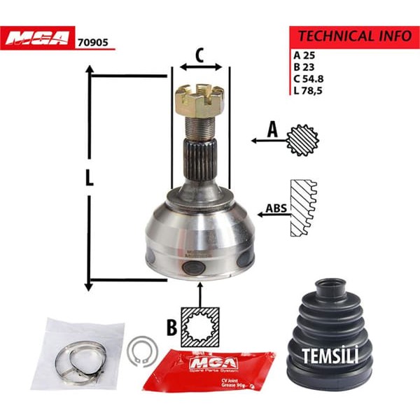 MGA 70905 Aks Kafası Dış 205 306 / Xsara Xantıa 93-98 1.6 