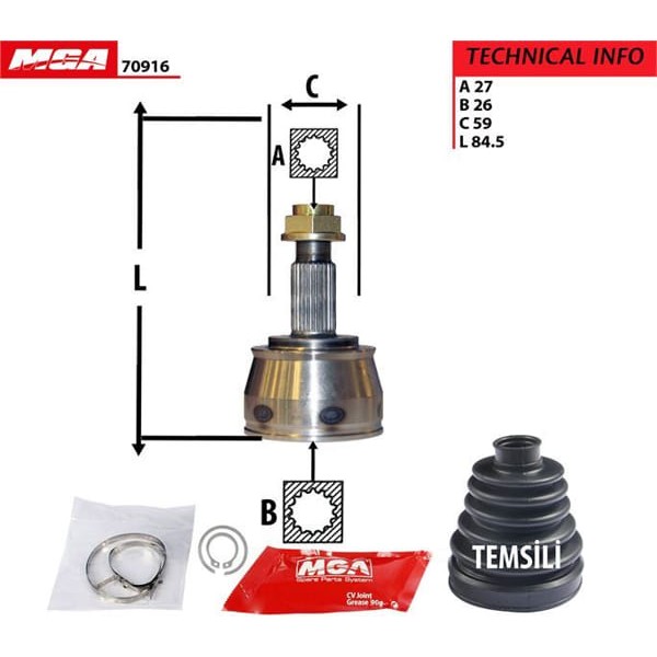 MGA 70916 Aks Kafası Dış Doblo Maxi 10- 1.6 Mjt 