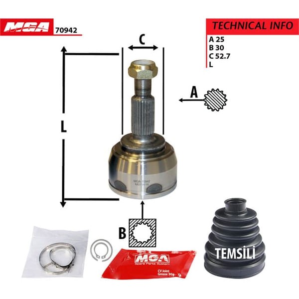 MGA 70942 Aks Kafası Dış Grand Scenic 04- 1.5 DCI