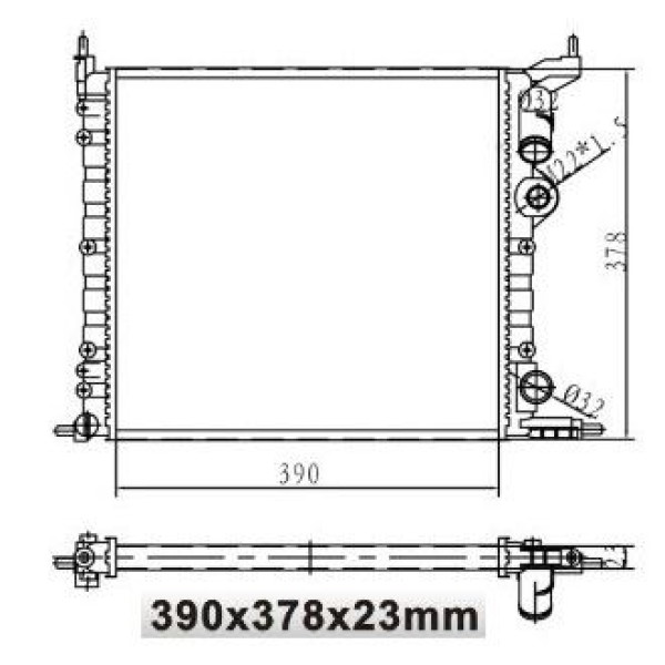 MGA 80124 Su Radyatörü R19 1.4 E7J Nac CLIO I 90-98 1.4 8V E7J Mt Nac 390X378X23 