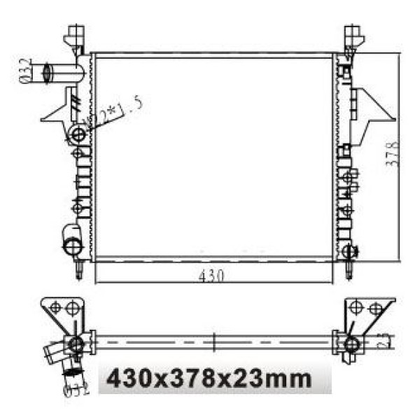 MGA 80136 Su Radyatörü Twingo 96- 1.2 8V Nac Müsür Delıklı 430X378X23