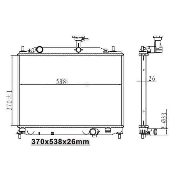 MGA 80207 Su Radyatörü Accent Era 07-11 1.5 CRDI Mt Brazıng 370X538X26 