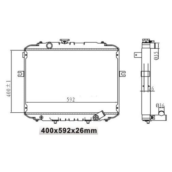 MGA 80221 Su Radyatörü H100 Kamyonet 97-03 Brazıng 400X592X26
