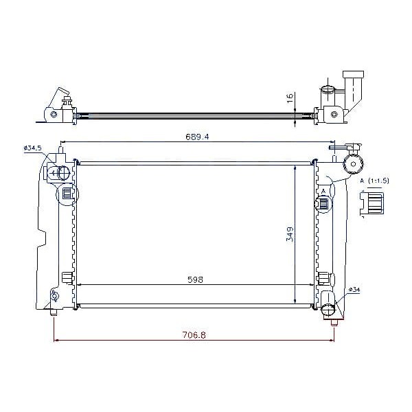 MGA 80260 Su Radyatörü Corolla 02-07 1.3 16V 1.4 16V 1.8 16V Mt Avensis 03-08 1.6 16V 1.8 16V Mt 349