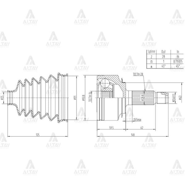 MAHER 1731 Aks Kafası Dış Accord 03-08 2.2 Dizel 28X34X63