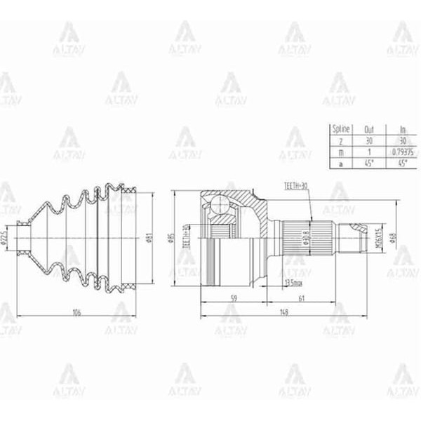 MAHER 1733 Aks Kafası Dış Accord 08= Crv 06= 2.0 K20 30X30X68