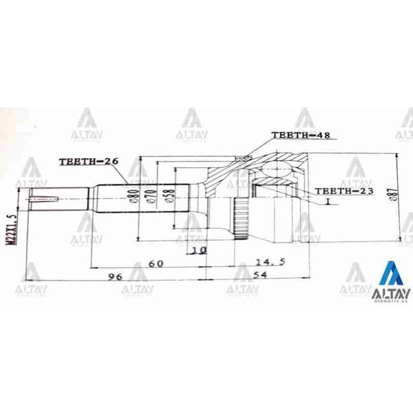 MAHER 1762 Aks Kafası Dış Corolla 02-03 Avensis 01= Absli 26X58X23 
