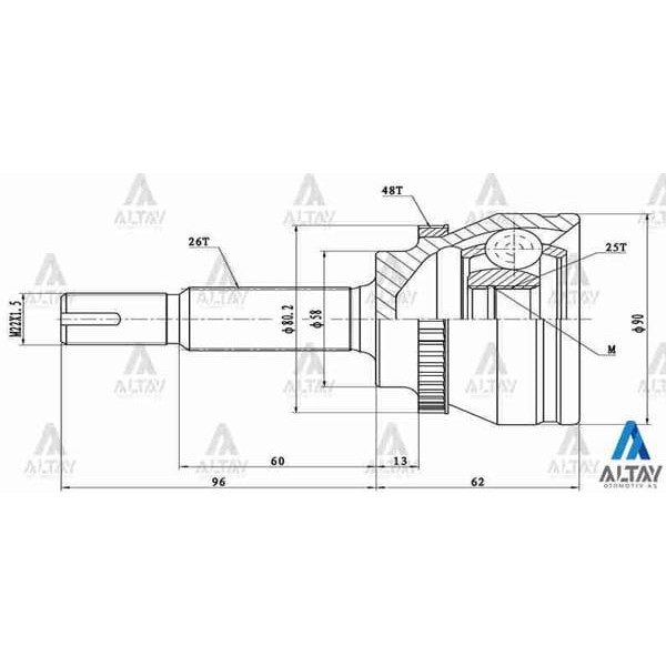 MAHER 1763 Aks Kafası Dış Corolla 03-06 1.4 Dizel Avensis 03= 1.6 Benzinli Absli 26X58X25 