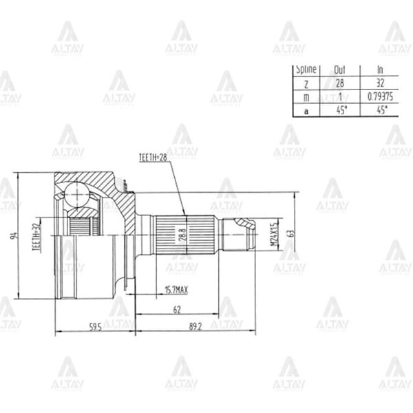 MAHER 1767 Aks Kafası Dış Crv 02-06 28X32X63