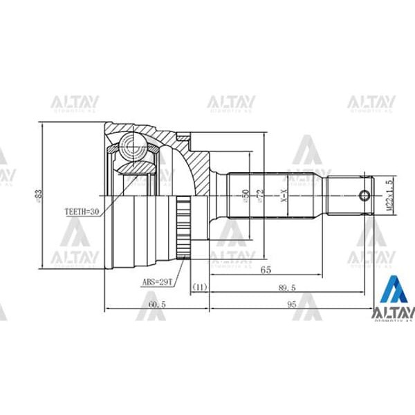 MAHER 1770 Aks Kafası Dış Elantra 90-00 Sol Elantra 00= Absli 25X50X30