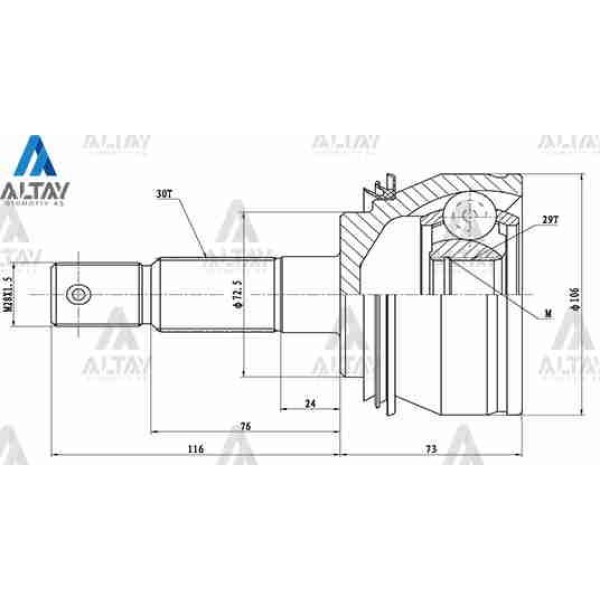 MAHER 1772 Aks Kafası Dış Hilux 06-11 30X72.5X29