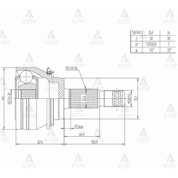 MAHER 1773 Aks Kafası Dış Hilux Vigo 06= 4X4 3.0 D4D 30X30X70 
