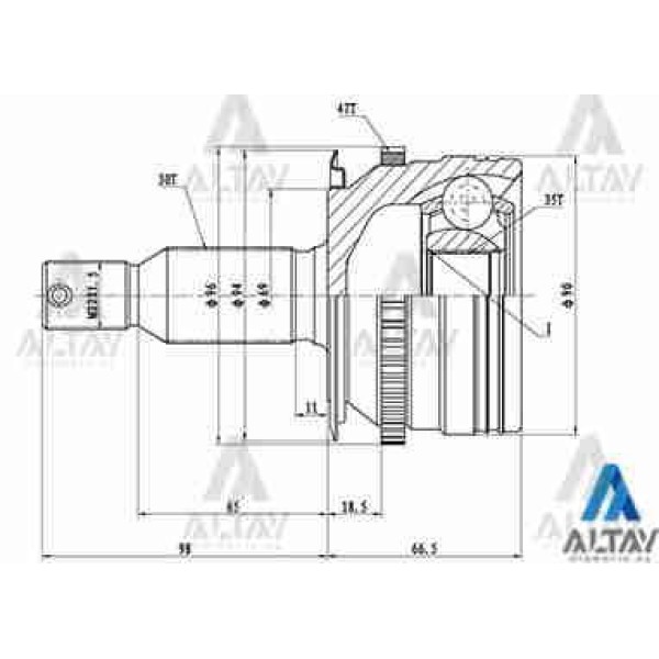 MAHER 1784 Aks Kafası Dış L-200 06= A-T Absli 47 Diş 4X4 30X69X35