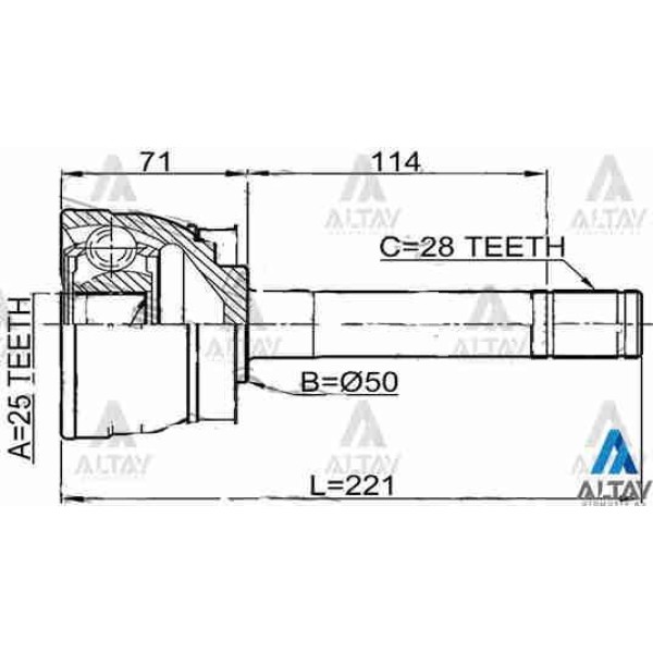 MAHER 1790 Aks Kafası Dış Pickup 03= Yd25 4X4 28X25X50 