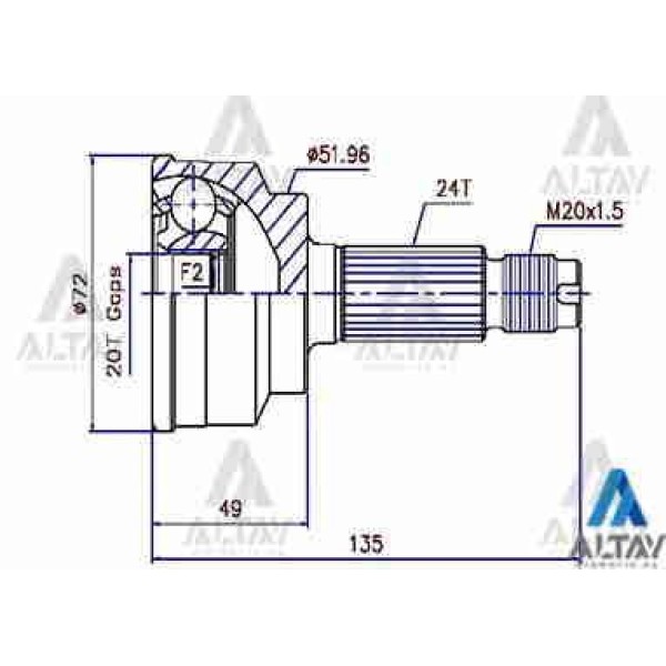 MAHER 1793 Aks Kafası Dış Pride 24X20X52 