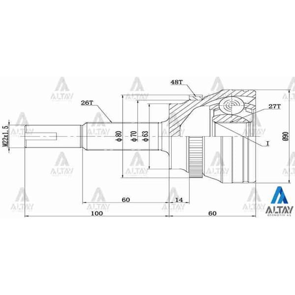 MAHER 1798 Aks Kafası Dış Rav-4 00= Absli 48 Diş 26X27X63 