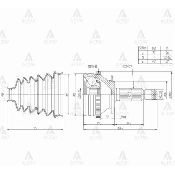 MAHER 1801 Aks Kafası Dış Santafe 01-06 2.0 CRDI Absli 52 Diş 27X26X60