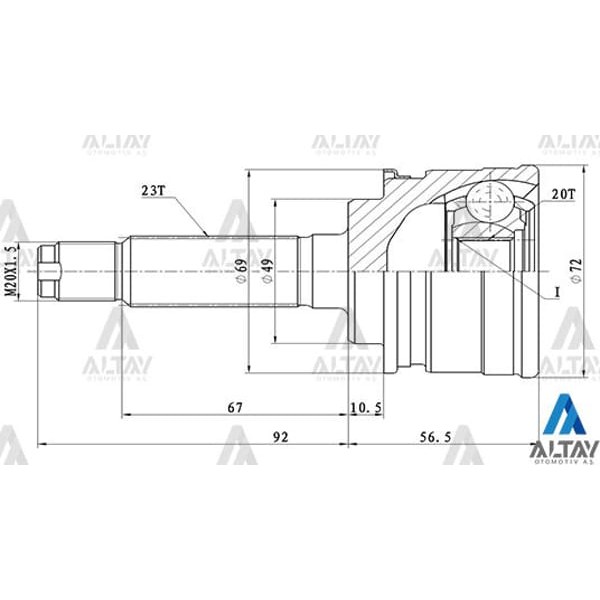 MAHER 1807 Aks Kafası Dış Swift 97-02 Macar 23X49X20 