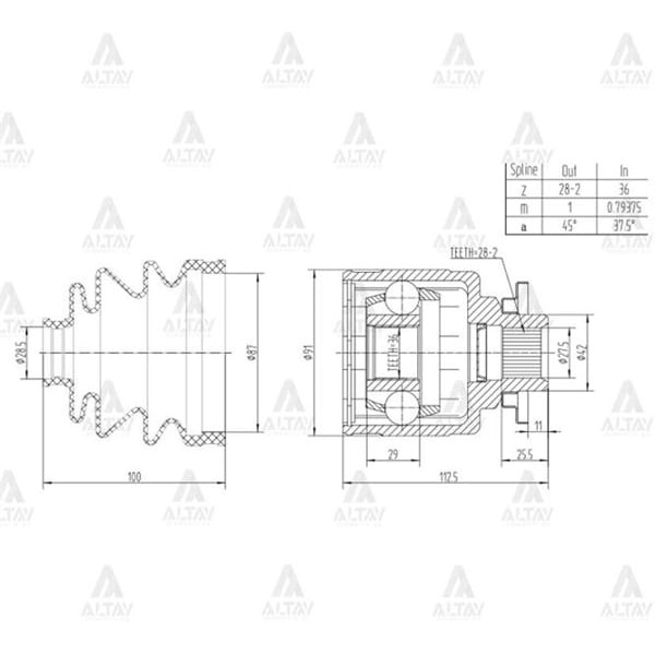 MAHER 1830 Aks Kafası İç B-2500 Ranger Sol 28X36X42 
