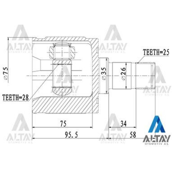 MAHER 1840 Aks Kafası İç Civic 06= Sağ 25X28X35