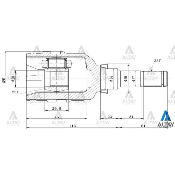 MAHER 1850 Aks Kafası İç Corolla 88-02 1.3-1.6 23X23X34