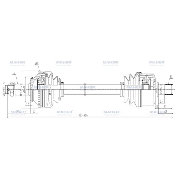 MAHER 1881 Aks Komple Arka Santafe 06-10 A-Tm-T Absli 52 Diş 831Mm 