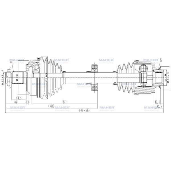 MAHER 1909 Aks Komple Ön Accord 08-15 Sağ Benzinli A-T 2.0 645Mm