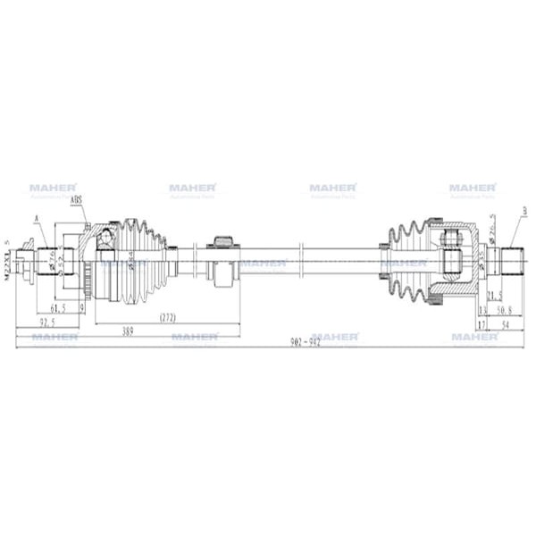 MAHER 1986 Aks Komple Ön I-10 13-18 Benzinli A-T 1.0 Sağ Absli 48 Diş 902Mm