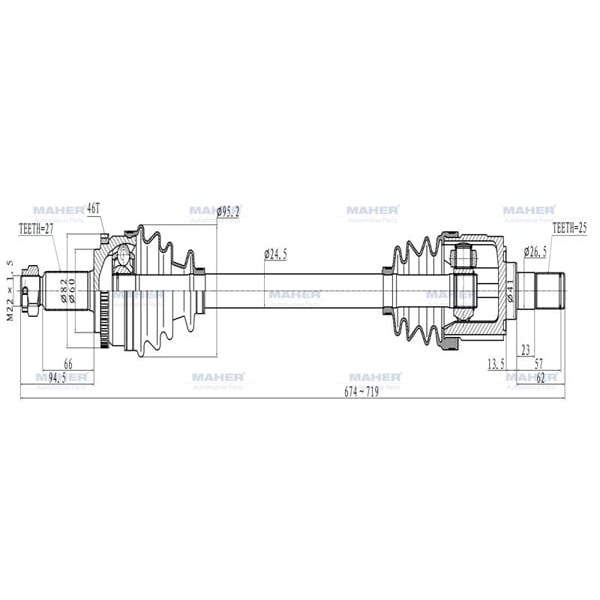 MAHER 1997 Aks Komple Ön I-30 07-11 Ceed 07-11 Benzinli Sol Absli 46 Diş 674Mm