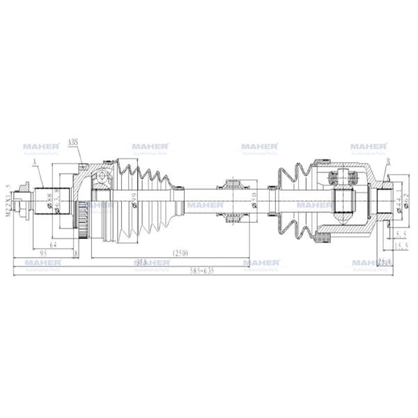 MAHER 2015 Aks Komple Ön İx-35 10-15 Sportage 11-16 2.0 Dizel Sol Absli 48 Diş 671Mm