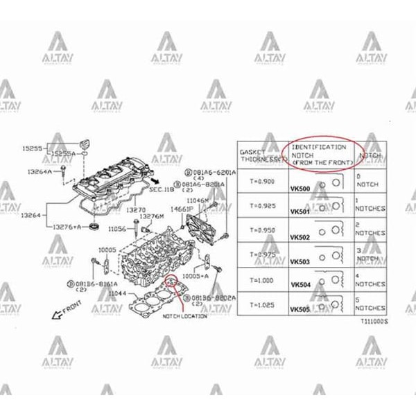MAHER 3115 Silindir Kapak Contası Pickup 03-12 Skystar Navara 06-10 Yd25Ddtı Çelik 0.90Mm 0 Çentik 