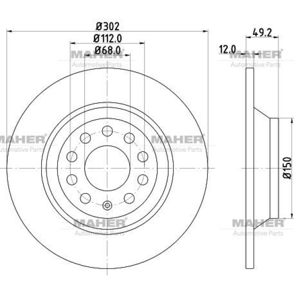 MAHER 3607 Fren Diski A6 05-11 Pro Özel Kaplama Arka 302Mm 