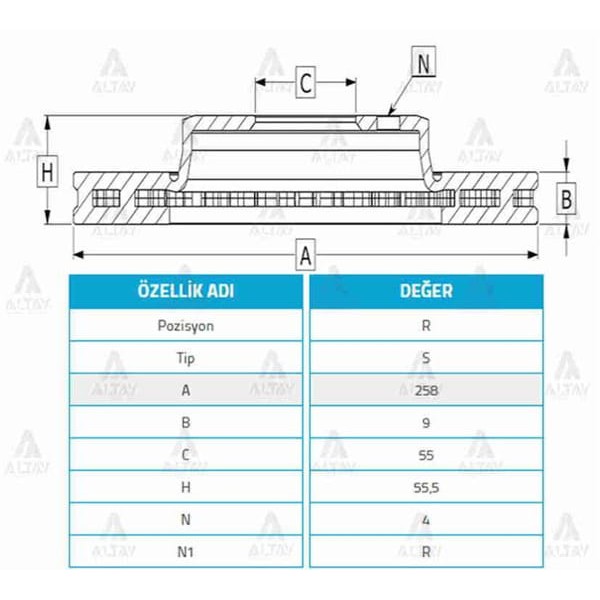 MAHER 3667 Fren Diski Corolla 02-06 Verso 03-06 Benzinli Arka Düz 258-4 