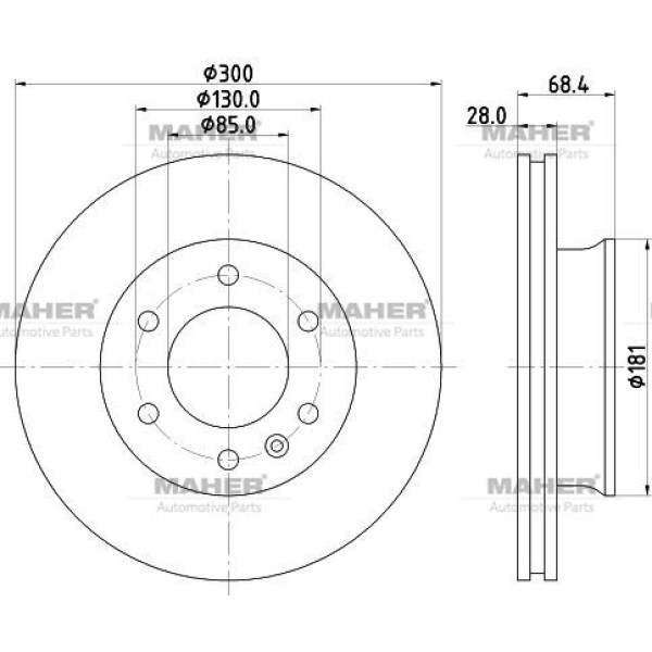 MAHER 3677 Fren Diski Crafter 06-17 Sprinter 06-17 W906 Ön Havalı Tek Teker 300-6 