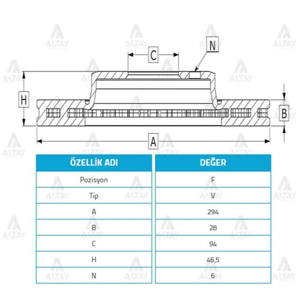 MAHER 3715 Fren Diski L-200 06-15 Cr 15= Su Pajero 08-10 Fullback 16= Ön Havalı 294-6