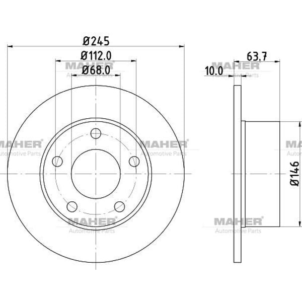 MAHER 3737 Fren Diski Passat A6 Superb 97-04 Arka 245Mm 