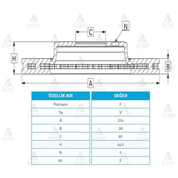 MAHER 3771 Fren Diski Starex 03-08 Libero H-100 04-17 Ön Havalı 275-5 