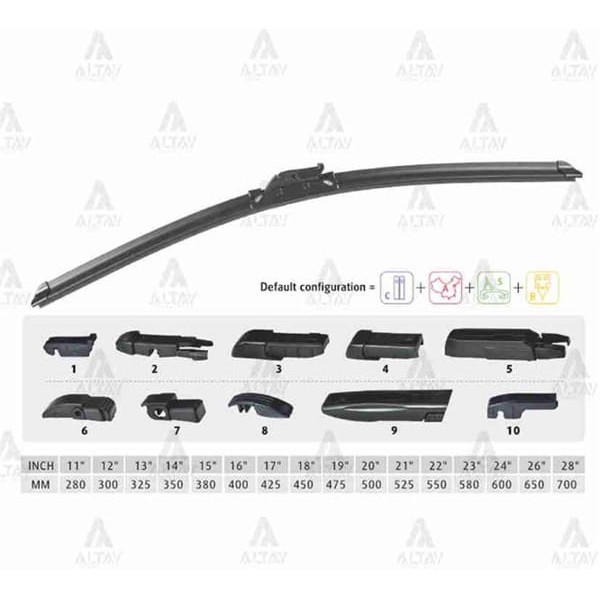 MAHER 11393 Silecek Süpürgesi Muz Tip 8 Aparatlı Multı-Fıt 19 (480Mm)