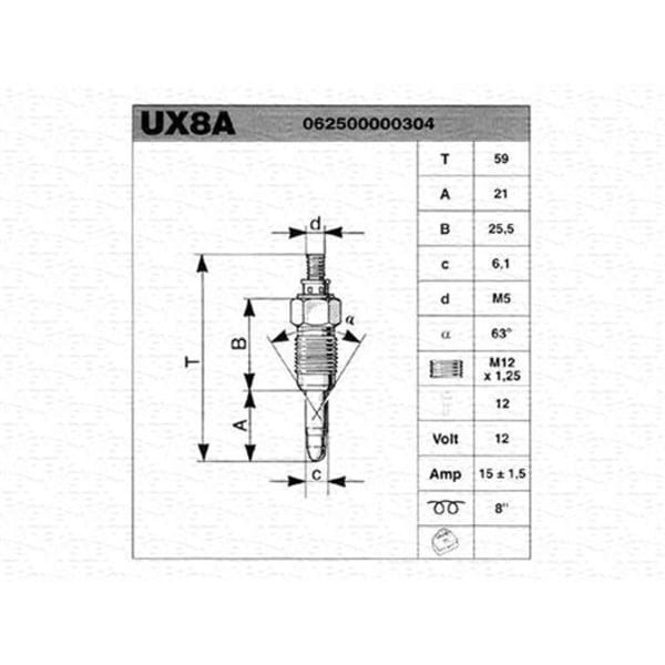MAGNETTI MARELLI 62500000304 Isıtma Kızdırma Bujisi Golf III Passat Caddy Transporter T4 / 80 100 2. 