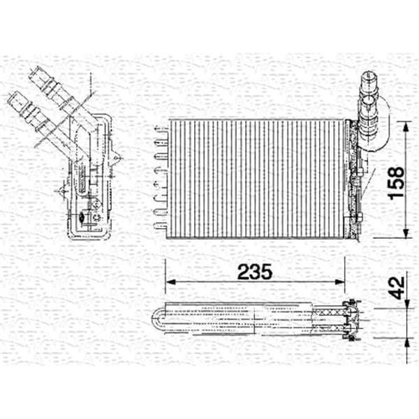 MAGNETTI MARELLI 359000300010 Kalorifer Radyatörü 2 Sıra Al - Pl Sistem CLIO II Kongo 98- Sy