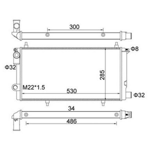 MARELLI 359000300690 Radyatör C15 00-05 1.9D Klimasız Mek 530×287×35